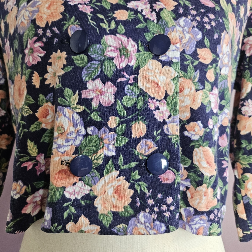 JF II Petites Vintage 80s Cottagecore Prairie Floral Buttoned Top & Skirt Set - Picture 4 of 15